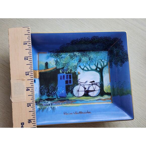 TRINKET DISH-ROSINA WACHTMEISTER-Germany-Blue Gold-Display-Candy-Rare Design - Picture 10 of 10
